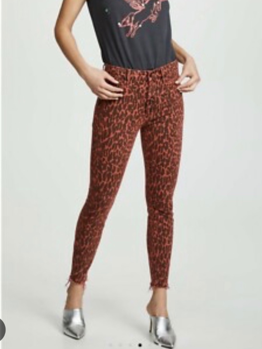 MOTHER BNWT Ankle Fray Jeans High Waist Animal